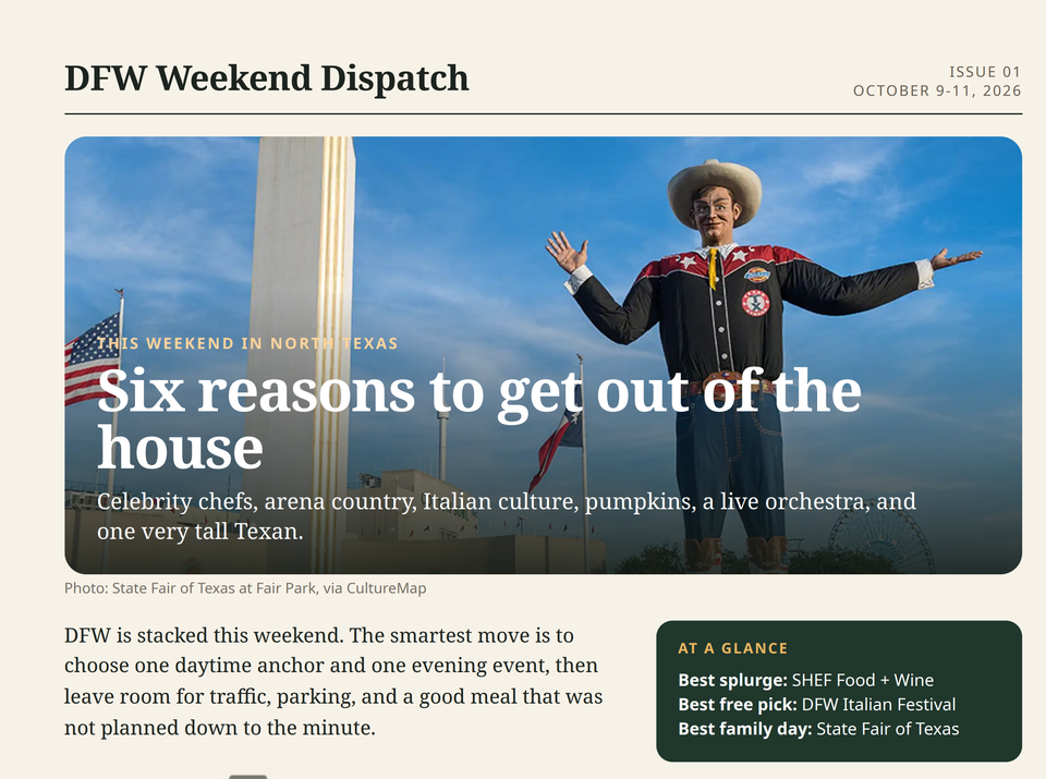 Things to Do in DFW This Weekend: October 9-11, 2026
