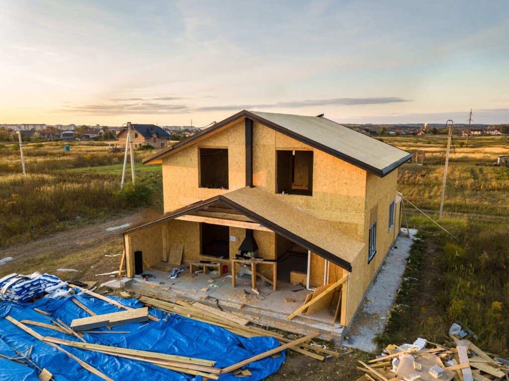 New Home Being Constructed on Land