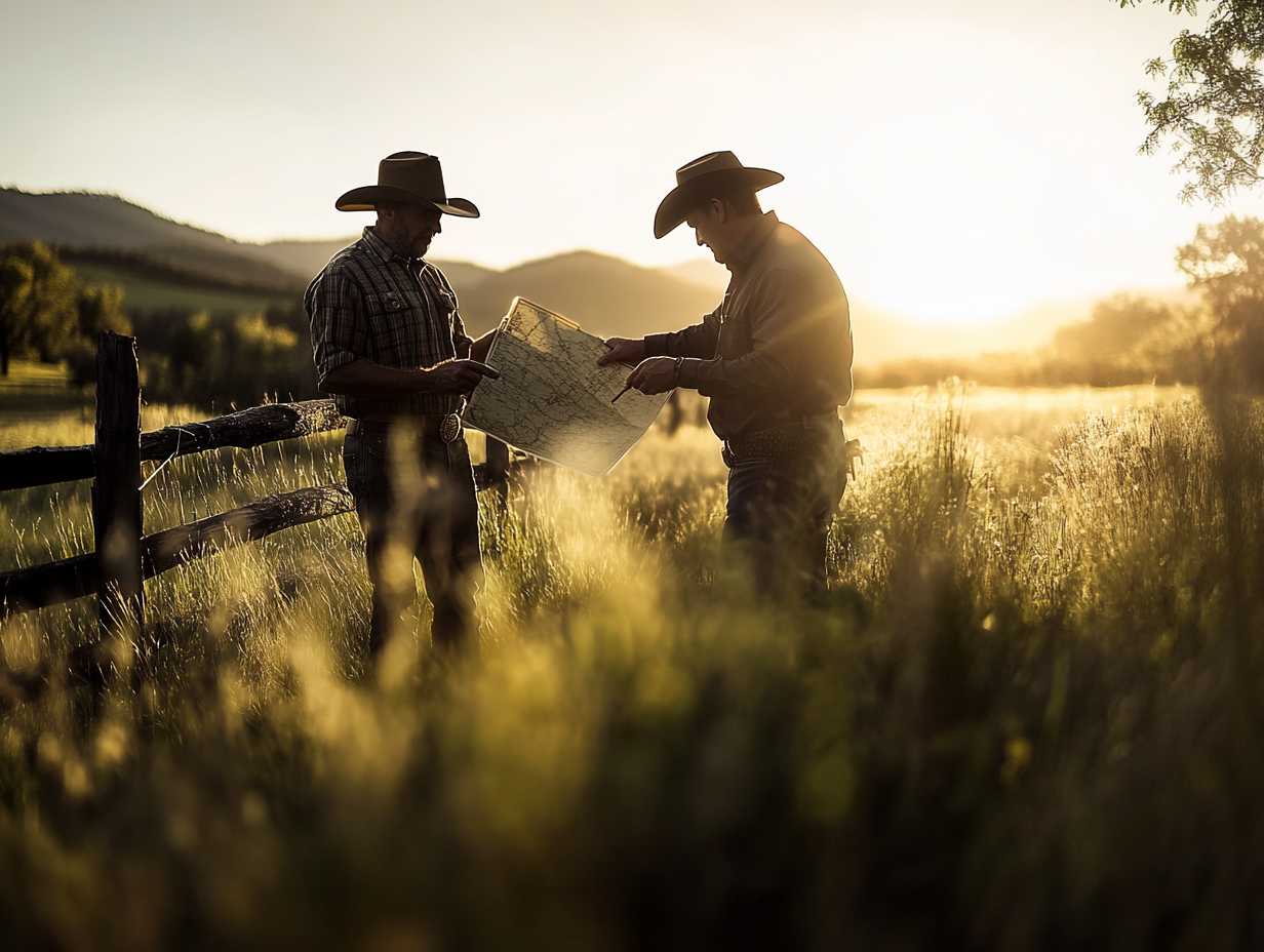 Talking in a Field about land.