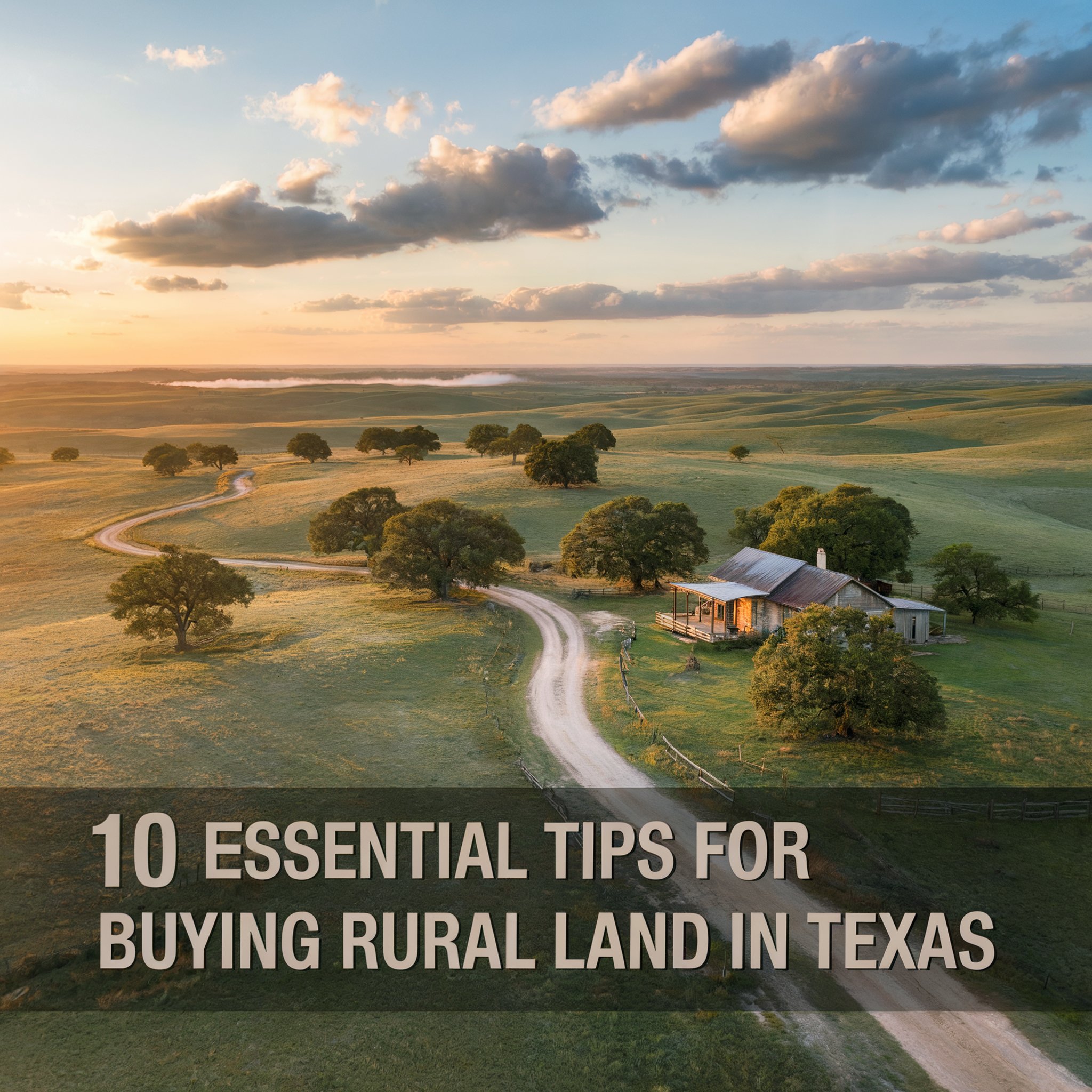 Morning time view of buying rural land in Texas